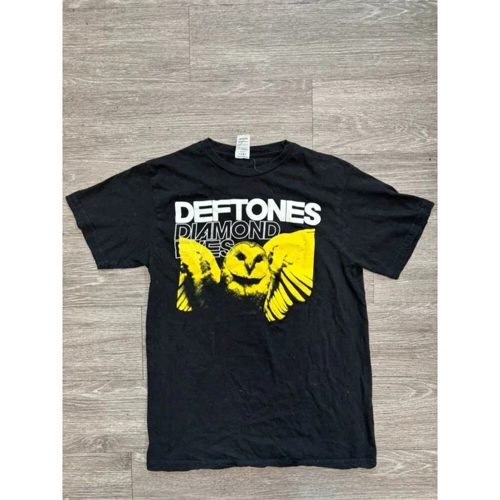 Deftones Diamond Eyes t-shirt featuring a yellow owl graphic